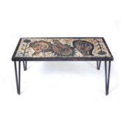 A mosaic tile inlaid rectangular table 101cm wide x 48cm deep x 48cm highCondition report: In good
