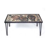 A mosaic tile inlaid rectangular table 101cm wide x 48cm deep x 48cm highCondition report: In good