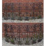 A pair of wrought iron scrolling balustrade architectural elements, 76cm wide x 84cm highCondition