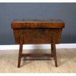 A Antique and later elm dough bin with hammered steel hinges, 94cm wide x 49cm deep x 84cm