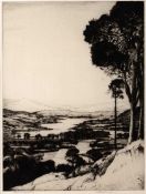 John George Mathieson (Exh. 1897-1938) 'The Tummel Valley' (Scotland), etching, pencil signed in the