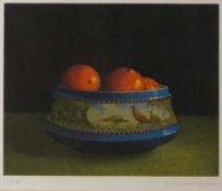Terence Millington (b. 1942) Oranges and pheasants, etching in colours, pencil signed and numbered