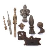 A collection of eight pieces of ecclesiastical wooden carvings, probably English, medieval and