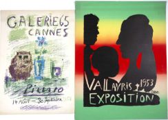 Two Pablo Picasso exhibition posters Galeries 65 Cannes, 1956; 69 x 50cm; and Vallavris