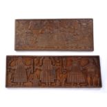 A West African Benin carved rectangular panel depicting the central OBA, or traditional ruler,