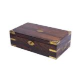 A George IV rosewood and brass bound writing box with fitted interior, 40cm wide