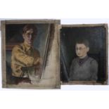 Bernard Kay (1927-2021) Two early self-portraits one signed and dated 1940 oil on canvas largest