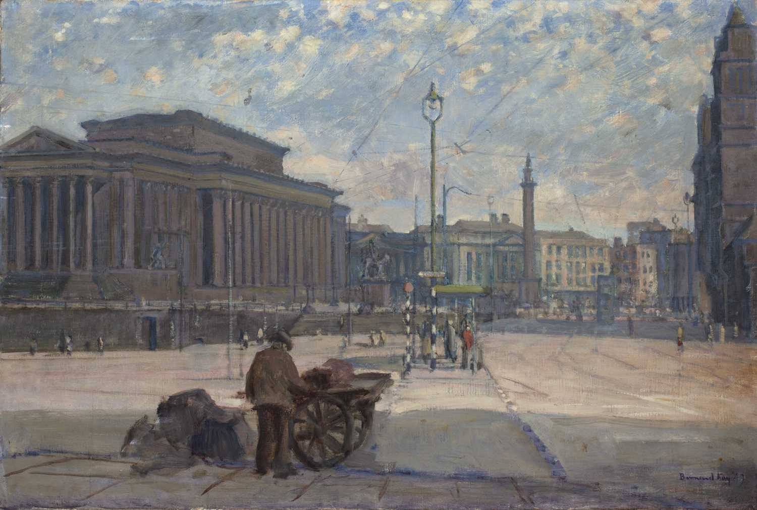 Bernard Kay (1927-2021) Liverpool - junction of Lime St & St Johns Lane, 1949 signed and dated (