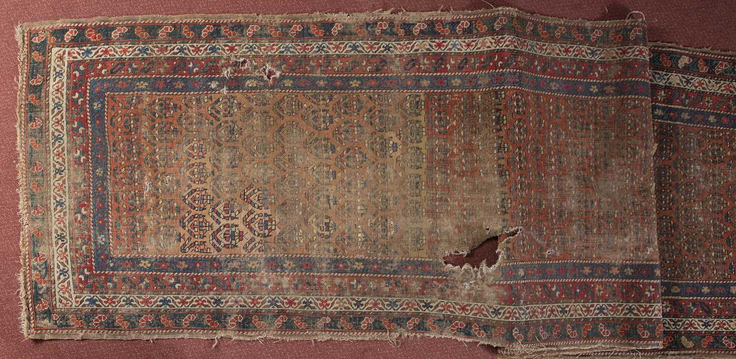 A North West Persian runner with a repeating boteh motif on a red ground with quadruple border, - Image 2 of 3