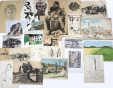 Bernard Kay (1927-2021) A large collection of drawings and watercolours to include French