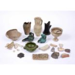 Antiquities:- A collective lot of approximately fifteen pieces including tile fragments, pottery