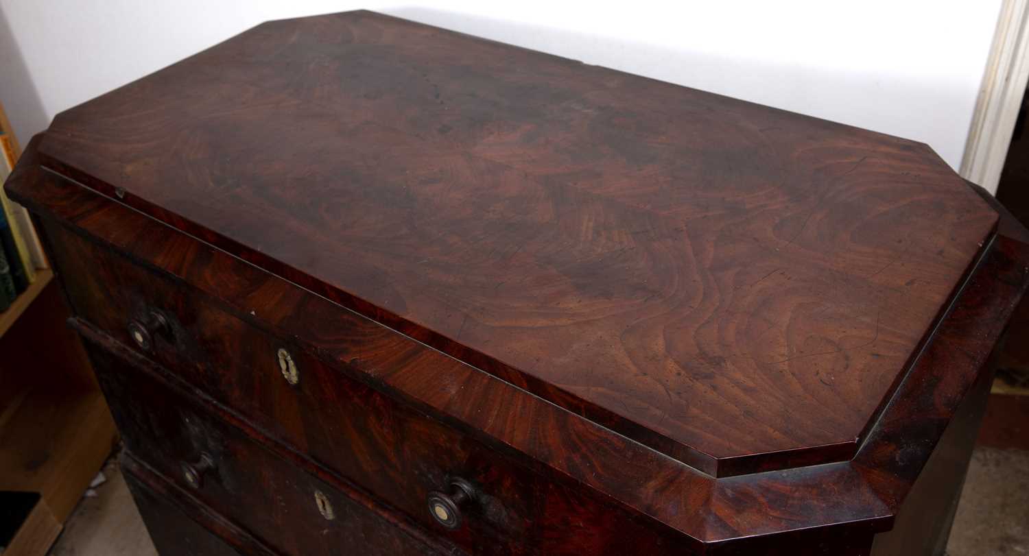 An early 19th century French mahogany chest of three long drawers, of canted rectangular outline, - Image 3 of 5