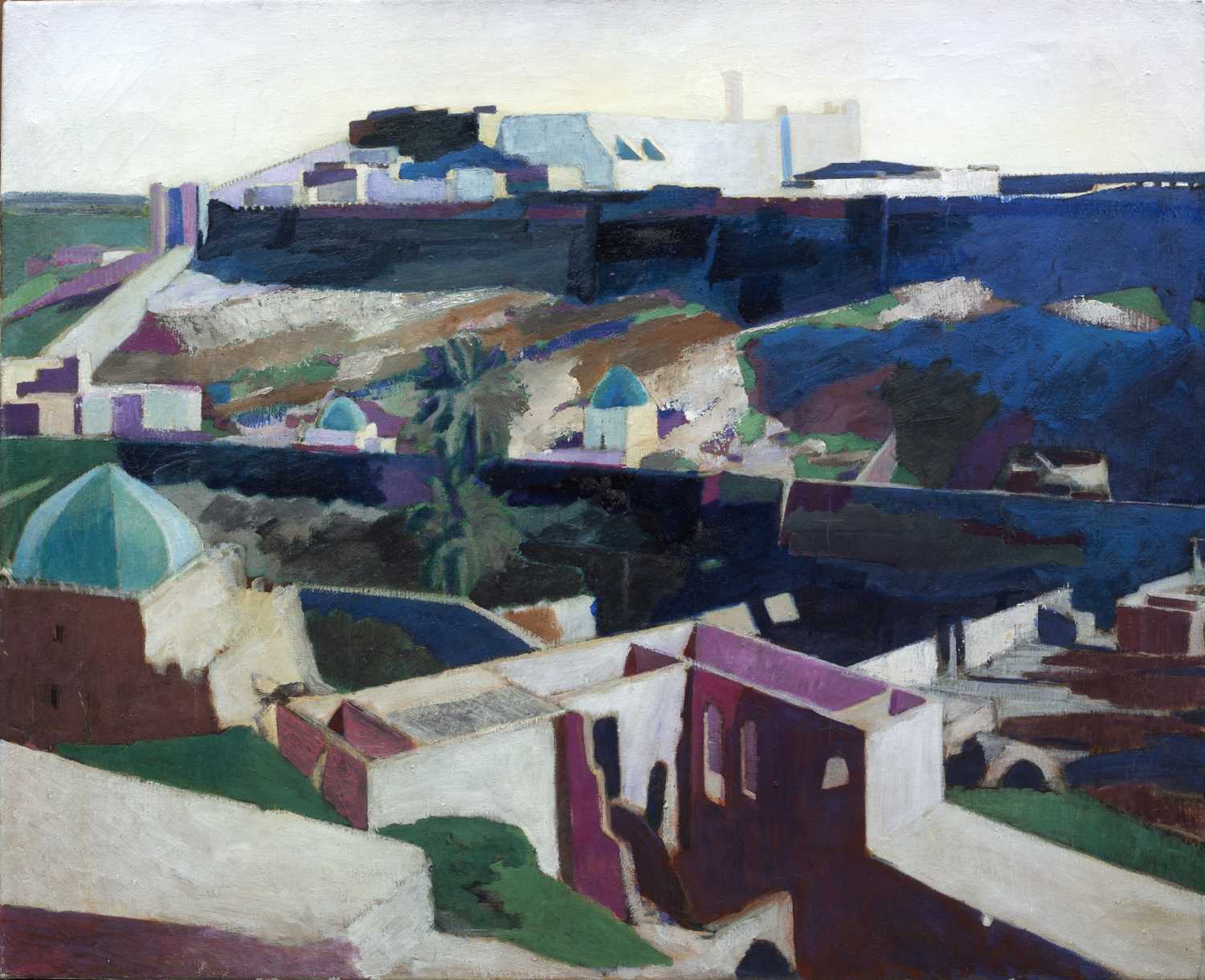 Bernard Kay (1927-2021) Continental walled town oil on canvas 99 x 122cm.