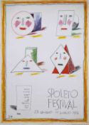 David Hockney (b.1937) Spoletto Festival exhibition poster offset lithograph 70 x 97cm; and David