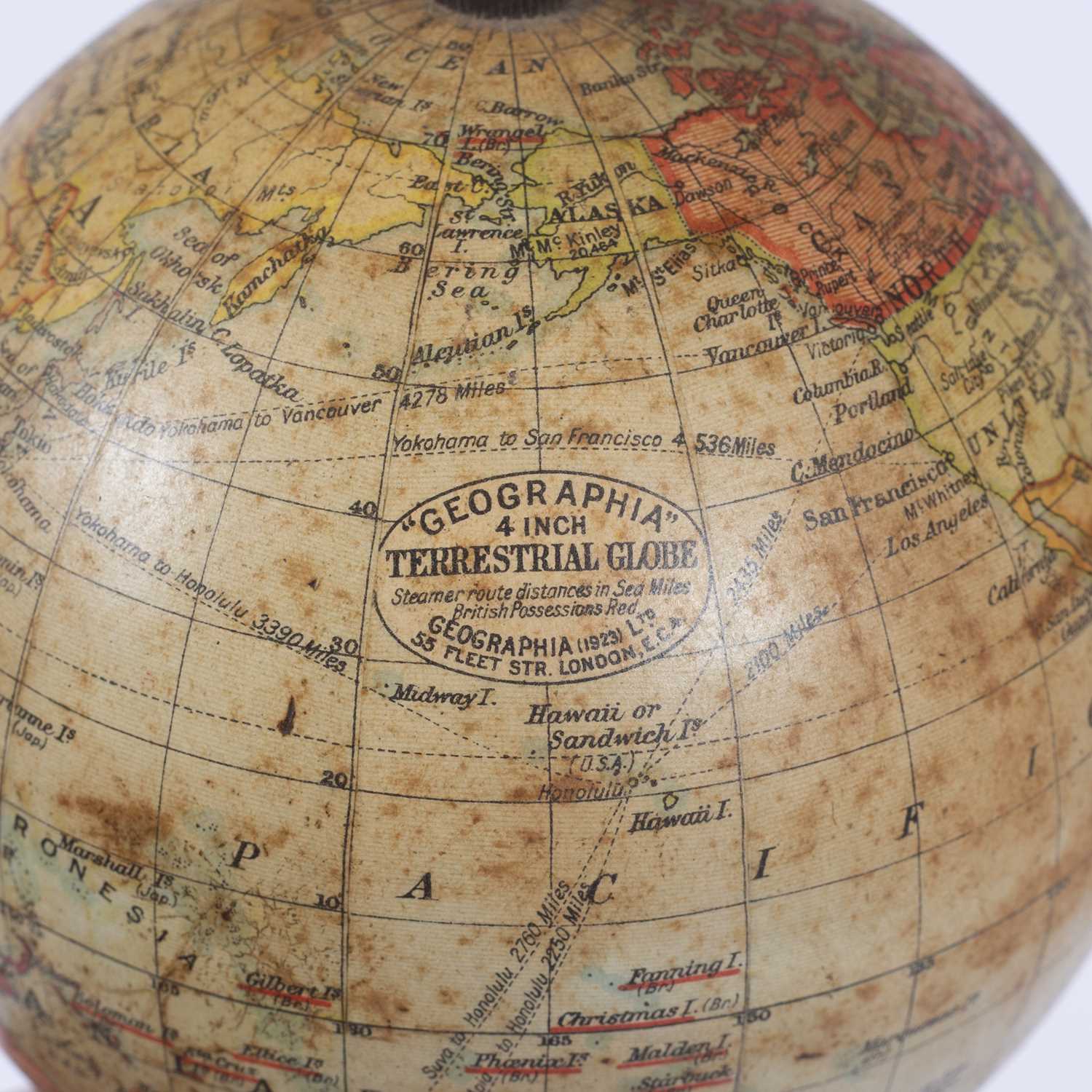 A 4" terrestrial globe by Geographia Ltd on ebonised stand inset compass, 23cm high, a three - Bild 2 aus 11