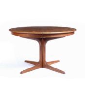 Glostrup Møbelfabrik (Danish 1960's) teak extending dining table, with two leaves, stamped to the