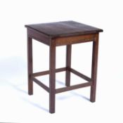 Arts and Crafts Oak square top table with carved edge, unmarked, 43cm x 58cmCondition report: At