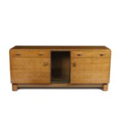 Pander and Zonen (Dutch) satin birch, art deco sideboard, plaque to the inside of the right-hand