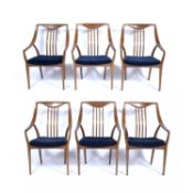 In the Danish style Set of six 1960's dining chairs, walnut, unmarked, 102cm high (6)Condition