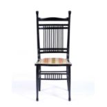 Aesthetic movement chair with striped upholstered seat, 101cm high Provenance: With an