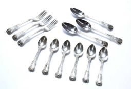 Matched set of silver flatware Kings pattern, bearing marks for Mitchell & Sons, Glasgow varying
