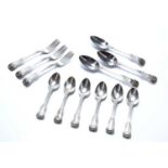 Matched set of silver flatware Kings pattern, bearing marks for Mitchell & Sons, Glasgow varying