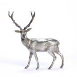 Silver model of a stag bearing marks for Asprey & Co Ltd, London, 1967, 20.5cm high overall, 611g