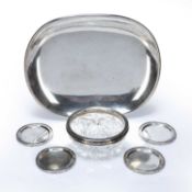 Just Andersen for G.A.B. (Goldsmedjarnas Aktiebolag) silver plated tray, stamped to the underside,