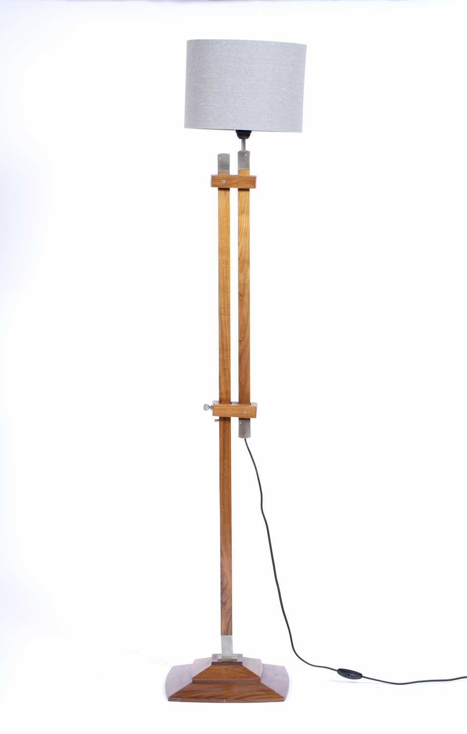 Attributed to David Linley (b.1961) standard lamp, unmarked, with cylindrical grey shade, 156cm high - Image 2 of 2