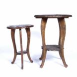 Liberty and Co Two 'Japanese' carved tables, circa 1905, table with a circular top measures 56cm x