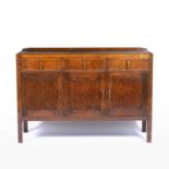 Heals dark oak sideboard, circa 1920, with label to the right-hand drawer, 137cm x 93.5cm x 49cm