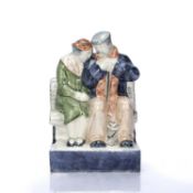Rye pottery 'True Love' ceramic figure group, signed and initialled 'RW' to the base, 20.5cm