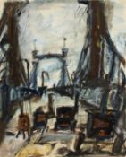 Lena Vandrey (1941-2018) 'Chelsea bridge' mixed media, signed and titled lower left, 55cm x