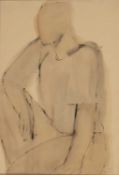 John Emanuel (b.1930) 'Untitled seated figure' pen and ink wash, signed in pencil lower right,