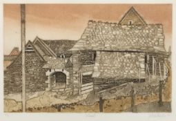 Valerie Thornton (1931-1991) 'Le Besset' etching and aquatint, numbered 43/75, signed and dated 1988