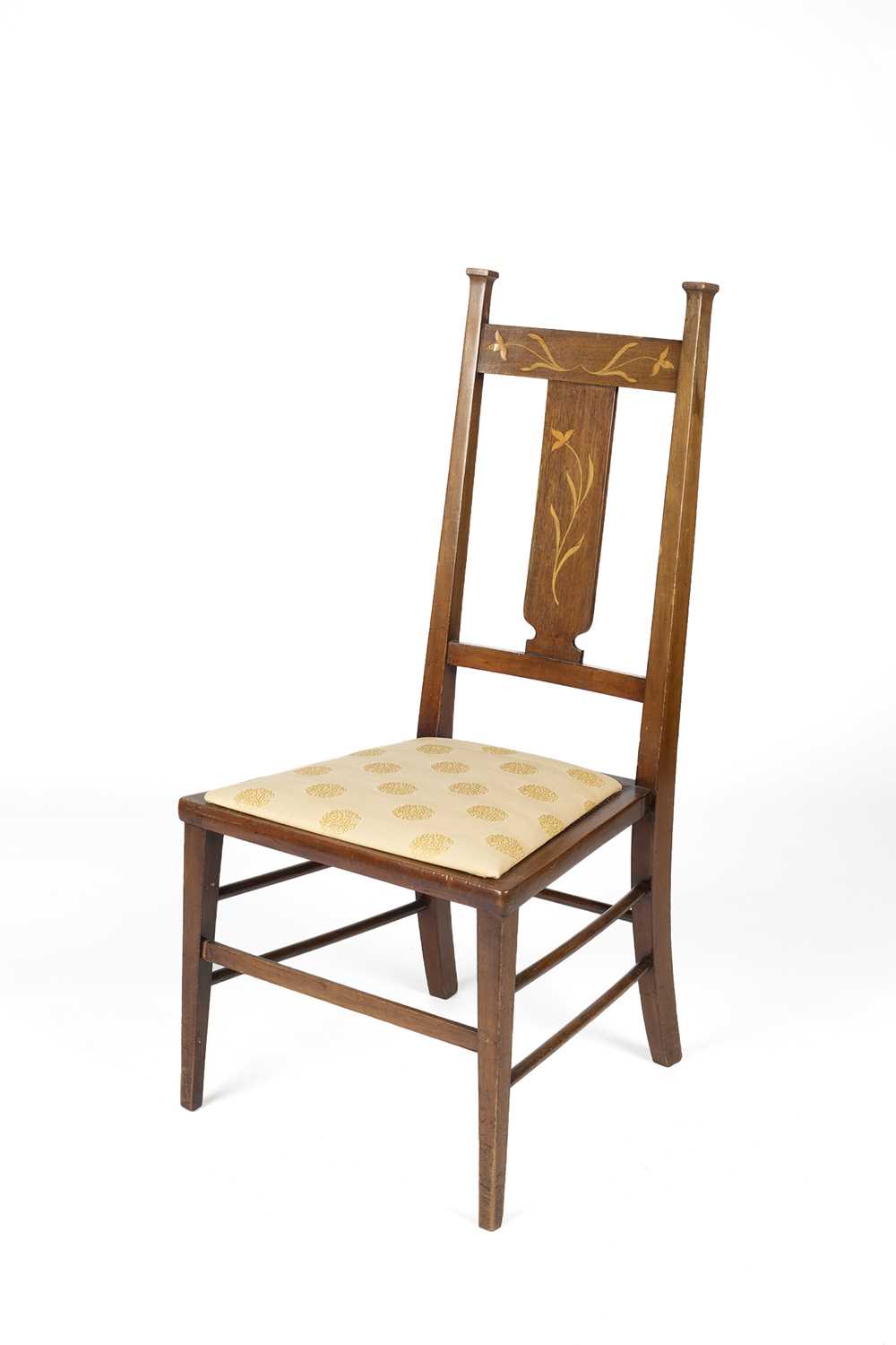 Art Nouveau marquetry inlaid chair with later drop in seat, 94.5cm highCondition report: Overall