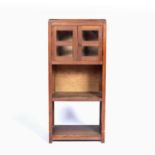 Cotswold School oak side cabinet with glazed lattice door top section, 42cm x 93cm x 42cmCondition