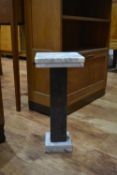 Contemporary marble plinth or column, with white marble top and base, and square column, 46cm high x