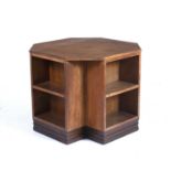 Gordon Russell (1892-1980) English walnut and oak book table with canted corners and side shelves,