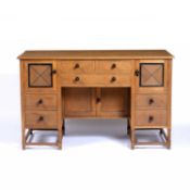Heals Cotswold oak and cedar desk, circa 1920, 136cm x 83cm x 68cmCondition report: All locks have