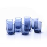 Set of nine contemporary drinking glasses unmarked, with a blue hue, 11cm high (9)Condition