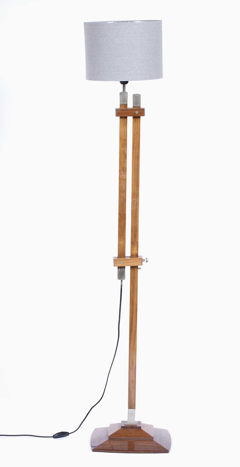 Attributed to David Linley (b.1961) standard lamp, unmarked, with cylindrical grey shade, 156cm high