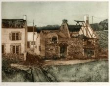 Michael Chaplin (b.1943) 'Tumbledown farm, Brittany' etching and aquatint, artists proof, signed and