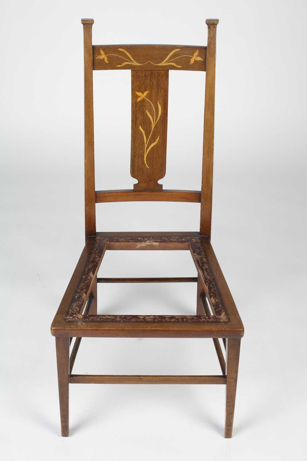 Art Nouveau marquetry inlaid chair with later drop in seat, 94.5cm highCondition report: Overall - Image 6 of 13