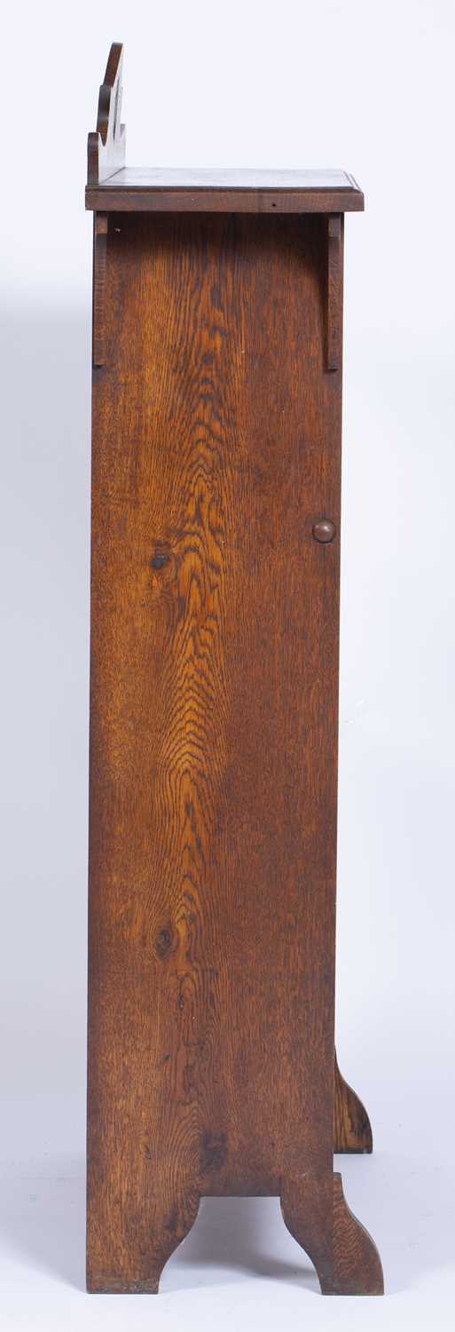 In the manner of Liberty & Co Arts and Crafts oak bureau, with crossbanded inlay, unmarked, 83cm x - Image 3 of 5