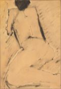 John Emanuel (b.1930) 'Untitled nude figure' pen and ink wash, signed in pencil lower centre,