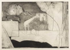 20th Century School 'Untitled Arab scene' etching, unsigned, 49cm x 67cmCondition report: Some