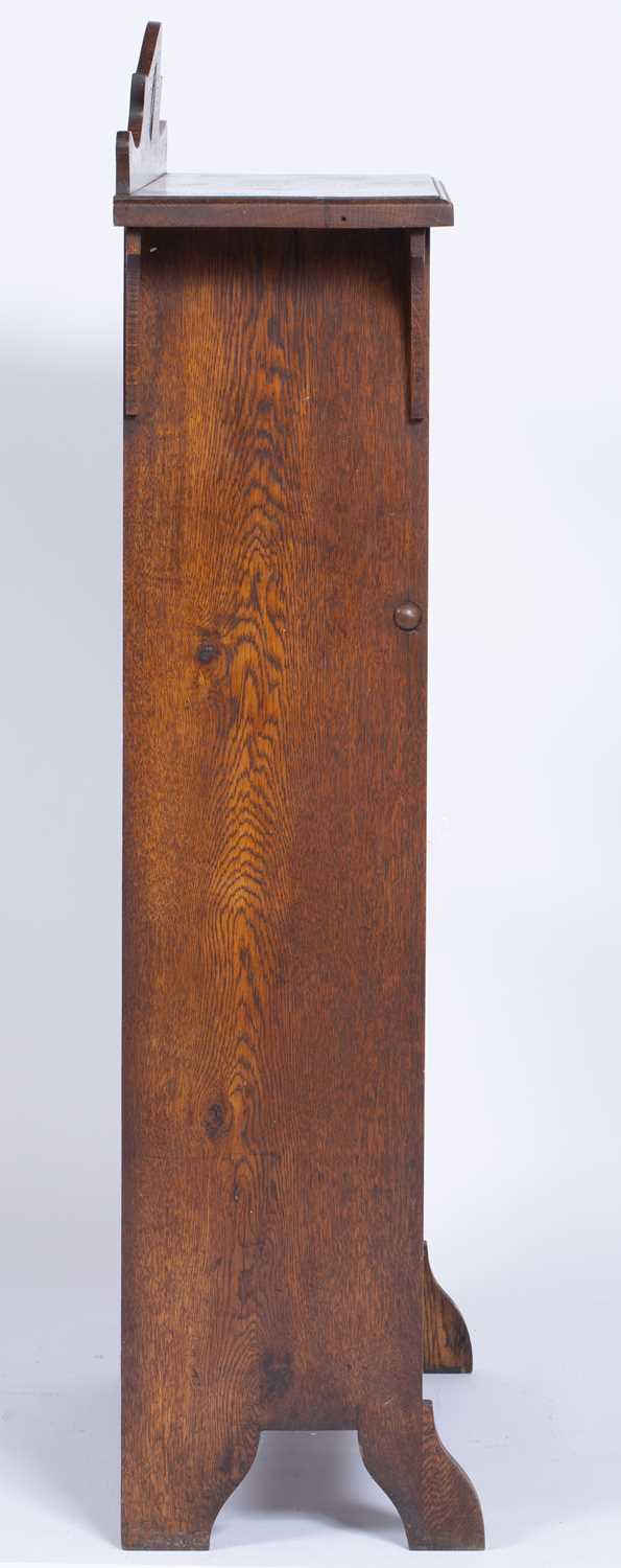 In the manner of Liberty & Co Arts and Crafts oak bureau, with crossbanded inlay, unmarked, 83cm x - Image 5 of 5