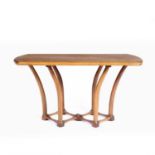 20th Century walnut occasional table on bentwood legs, 88cm x 46cm x 41cmCondition report: Small