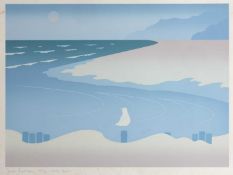 Julia Matcham (b.1933) 'Windy beach' screenprint, numbered 135/160, signed in pencil lower left,